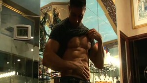 You could do your laundry on this guy's washboard stomach but why would you want to do that when his dong is as hard as his abs? Instead, let's watch him stroke his wide pipe until it bursts his sticky load! 