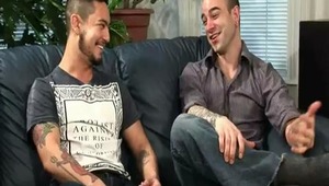 A little short on cash Sam and Johnny call over their friend Cory to pay up on a debt. Turns out Cory is a little short too, so Sam offers to let him pay off the interest. The real pay off CUMS when Sam and Johnny stuff their monstrous cock's into their r