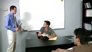 The boys don't take to kindly to new substitute teacher Kyle Quinn. They decide to initiate Kyle into the school by taking turns pounding the cum out of him.