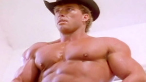 Hot lover with enormous muscles touches his penis with sensuality 
