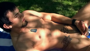 It's a bright sunny day and Mr. Saint has decide to jerk off 
