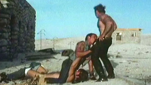 three horny males fooling around & blowing dicks in vintage film 