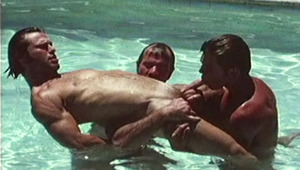 3 horny gays having lovely fun with their schlongs in a pool 
