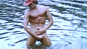 Perter Berlin walking around rubbing his rod in the woods 