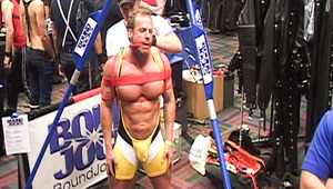 Derek Pain gets his balls all tied up for the crowds at IML 