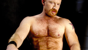 Bear with a pierced dick and gas mask solo masturbation 