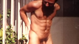 Gay males jerking off his huge meat in the shower, by the pool 